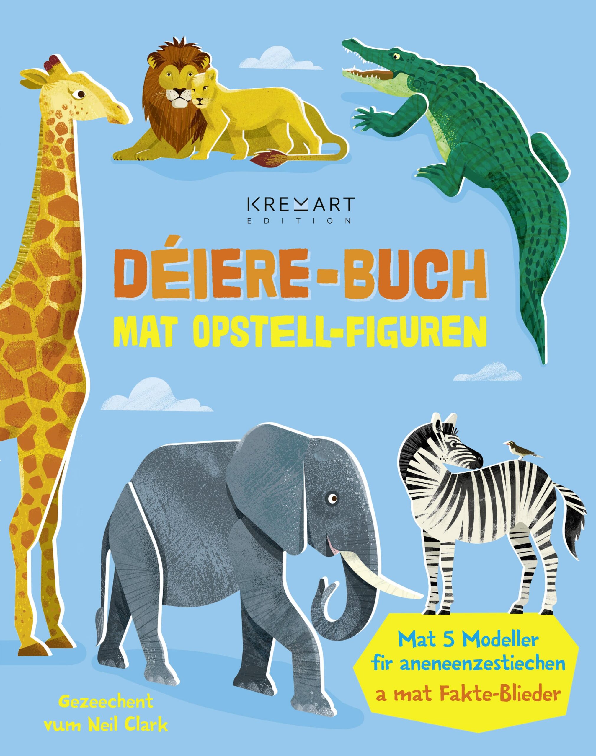 Déiere-Buch mat Opstell-Figuren